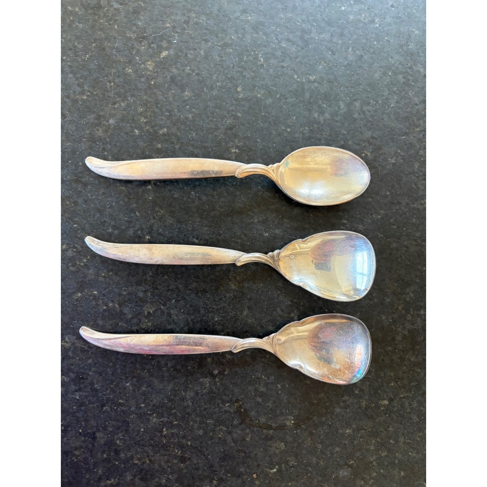Lot vintage silverplate teaspoon dinner spoon MCM Flair pattern, 1956